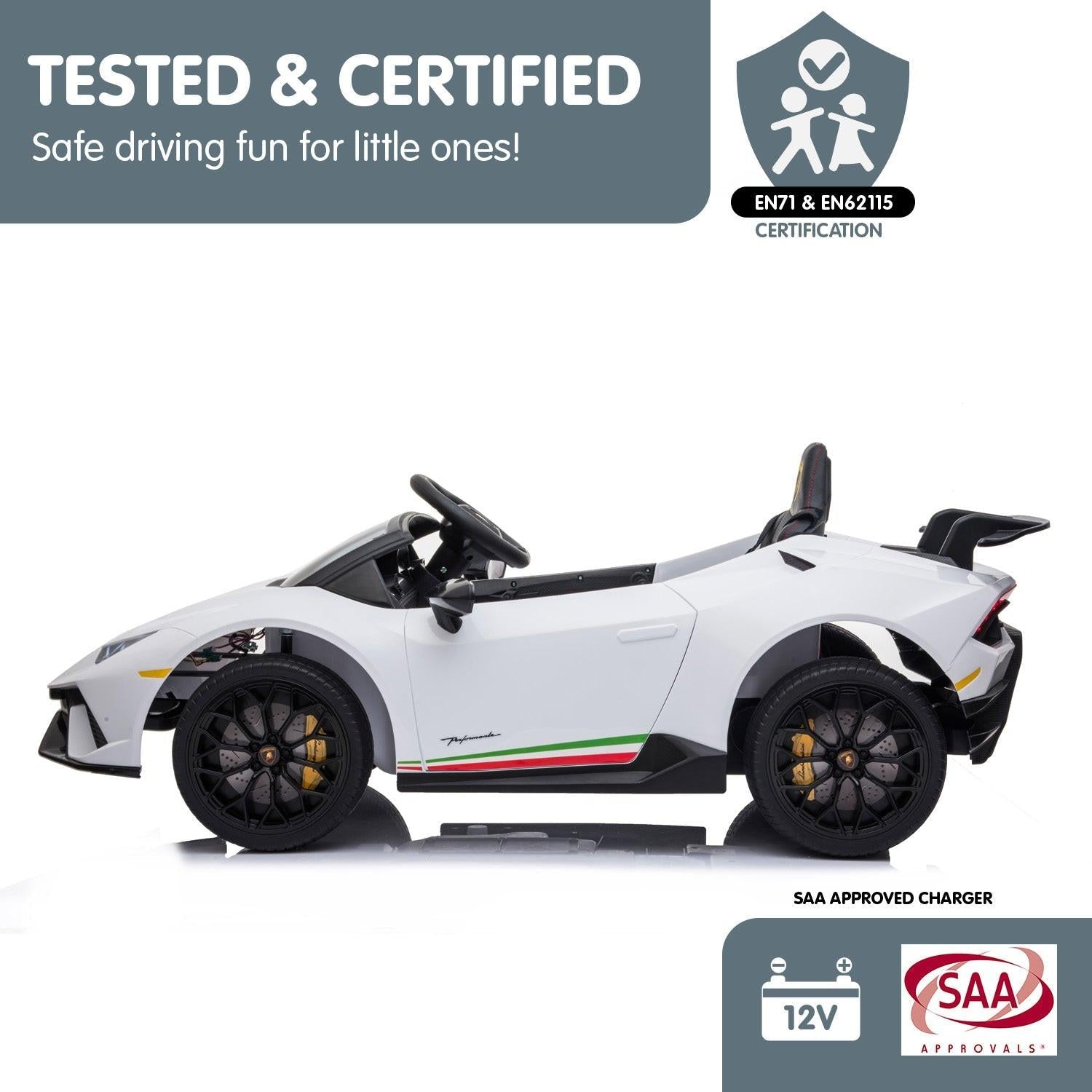 Kahuna Lamborghini Performante Kids Electric Ride On Car Remote Control by Kahuna - White.