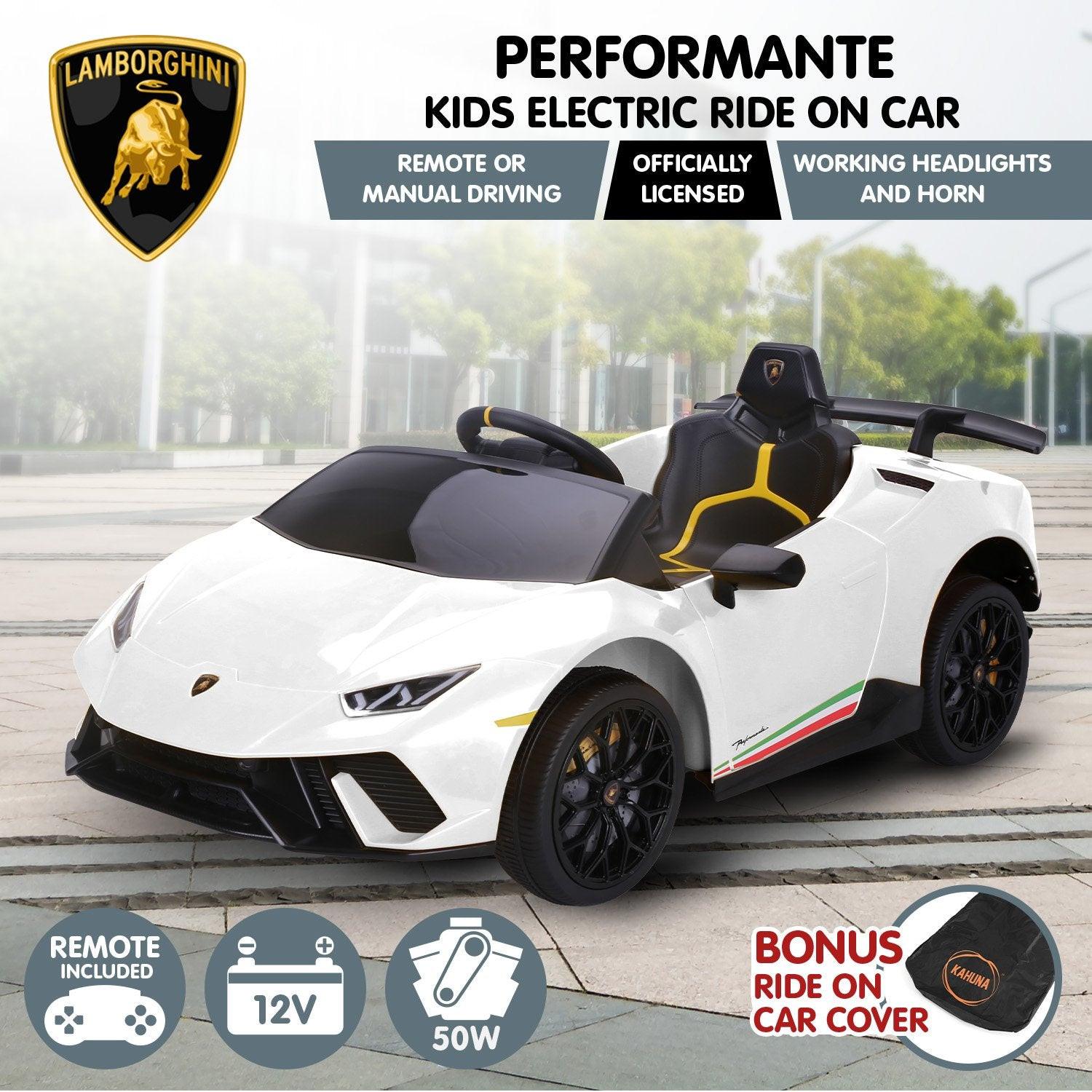 Kahuna Lamborghini Performante Kids Electric Ride On Car Remote Control by Kahuna - White.