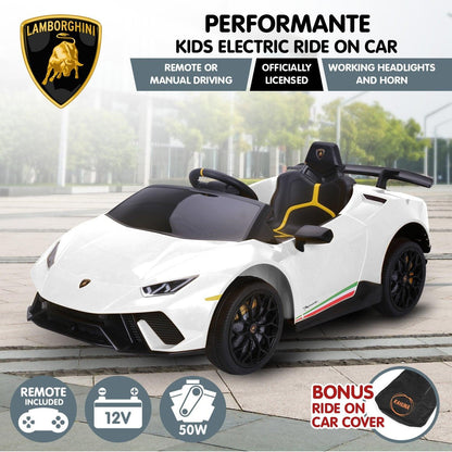 Kahuna Lamborghini Performante Kids Electric Ride On Car Remote Control by Kahuna - White.