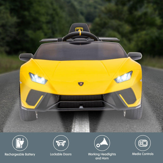 Kahuna Lamborghini Performante Kids Electric Ride On Car Remote Control - Yellow.