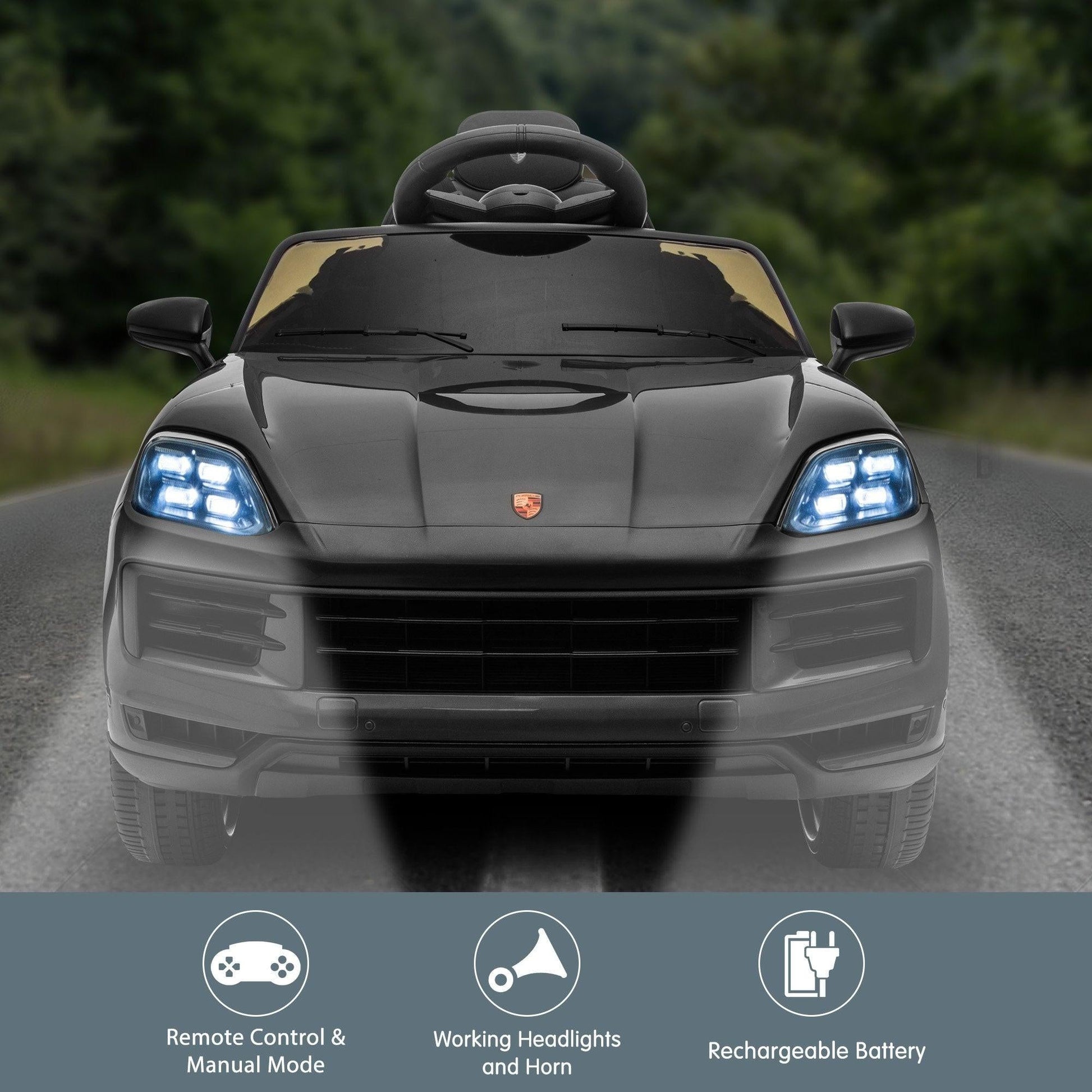 Kahuna Porsche Cayenne E Hybrid Coupe Licensed Kids Electric Ride On Car w/Remote Control 50W Dual Motors Speed Settings.