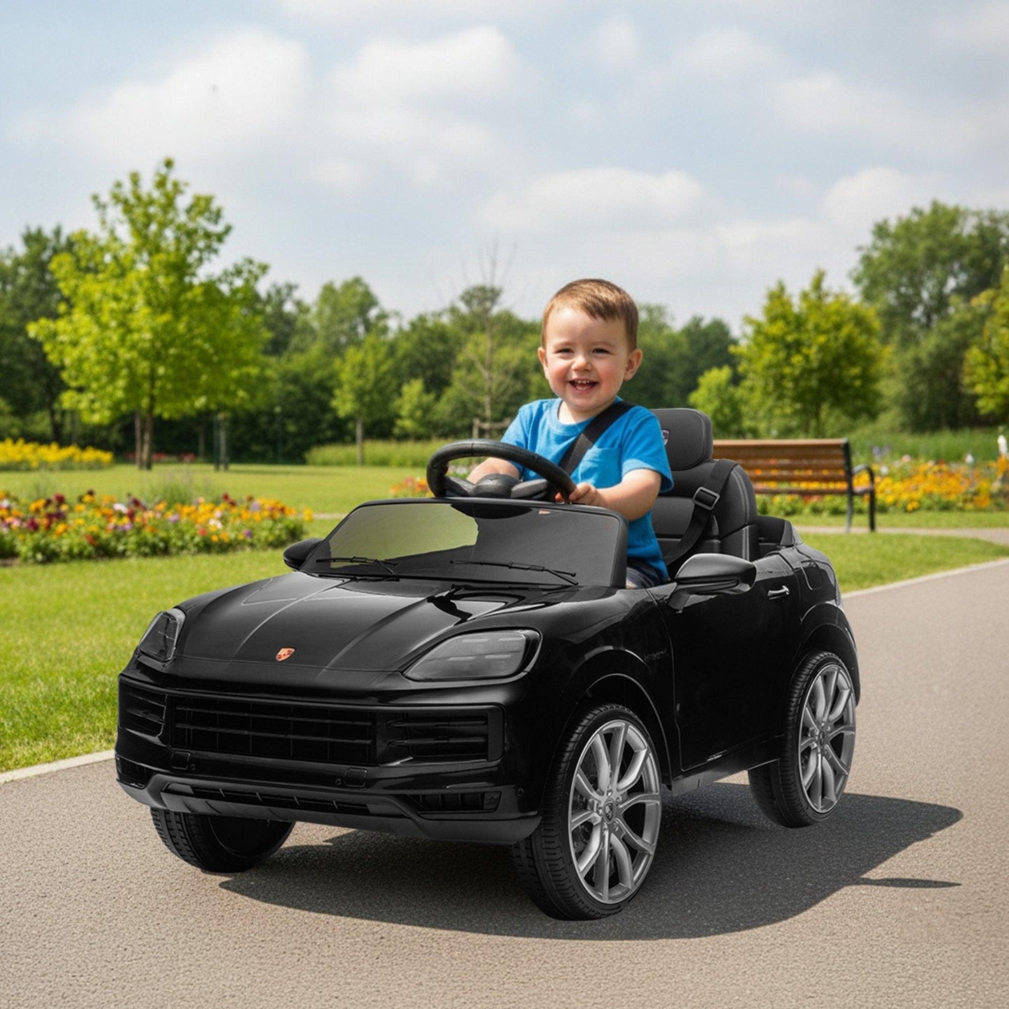 Kahuna Porsche Cayenne E Hybrid Coupe Licensed Kids Electric Ride On Car w/Remote Control 50W Dual Motors Speed Settings.