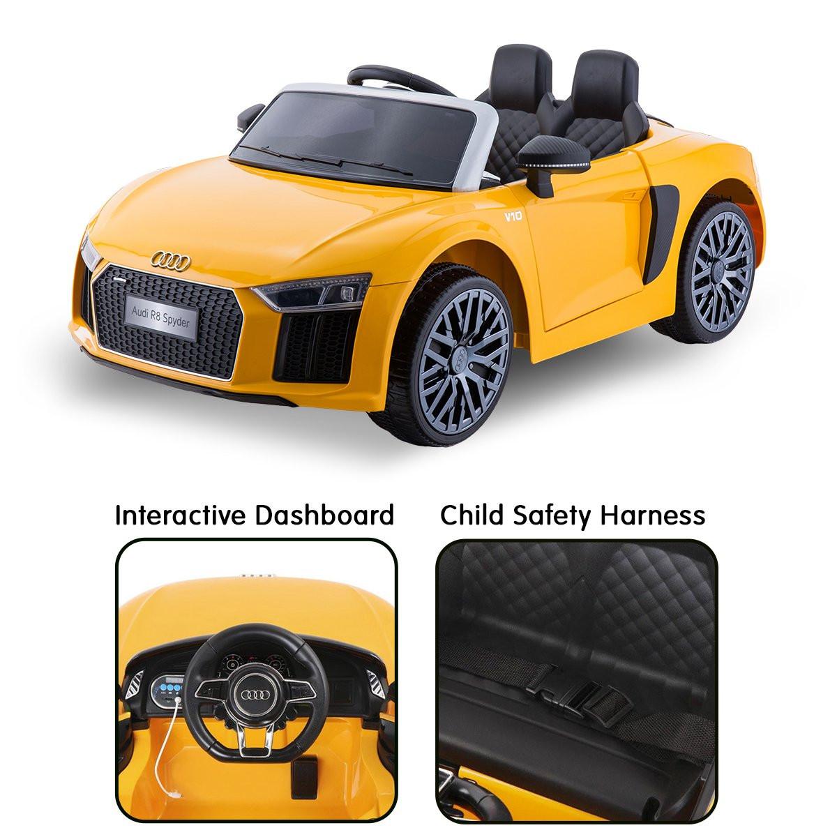 Kahuna R8 Spyder Audi Licensed Kids Electric Ride On Car Remote Control - Yellow.