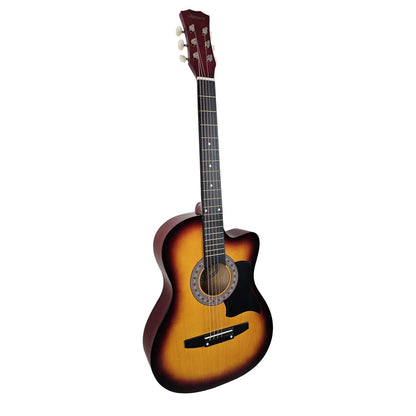 Karrera 38in Acoustic Guitar Steel Strings Carry Bag Shoulder Strap Sun Burst.
