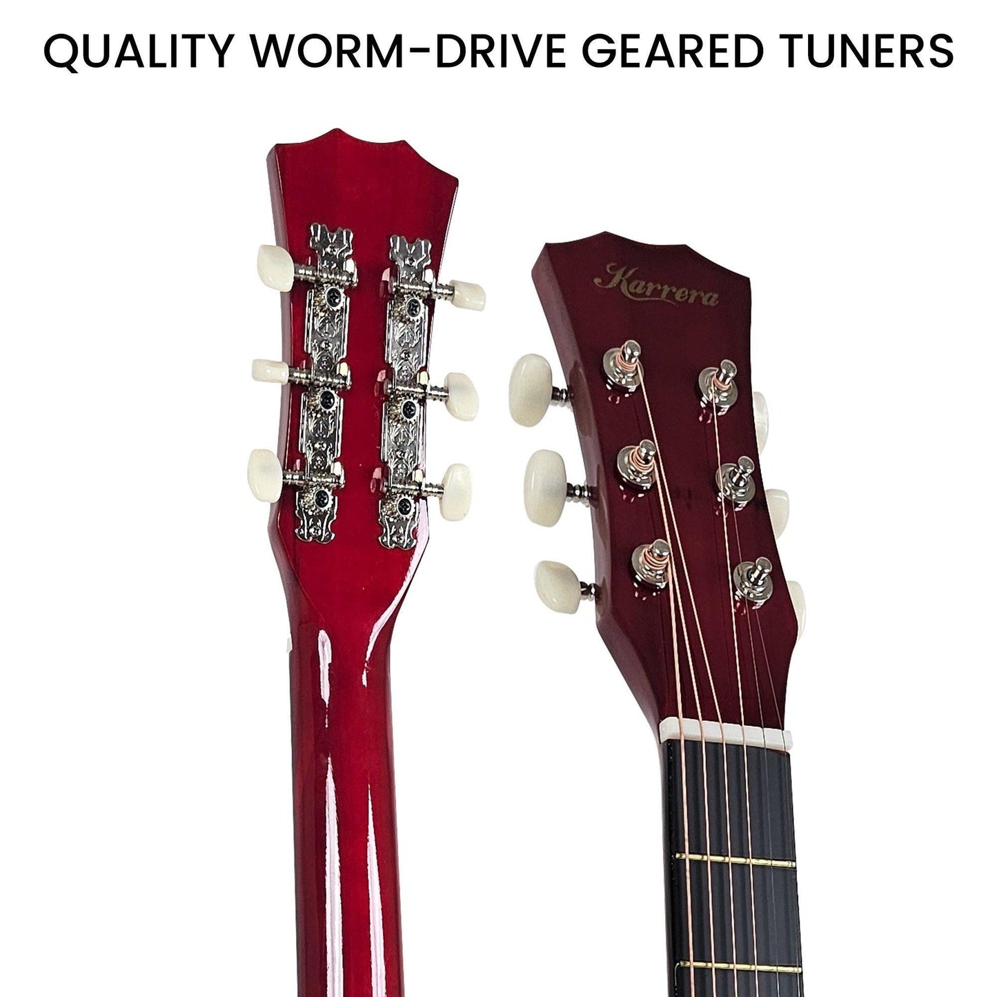 Karrera 38in Acoustic Guitar Steel Strings Carry Bag Shoulder Strap Sun Burst.