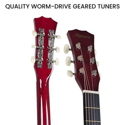 Karrera 38in Acoustic Guitar Steel Strings Carry Bag Shoulder Strap Sun Burst.
