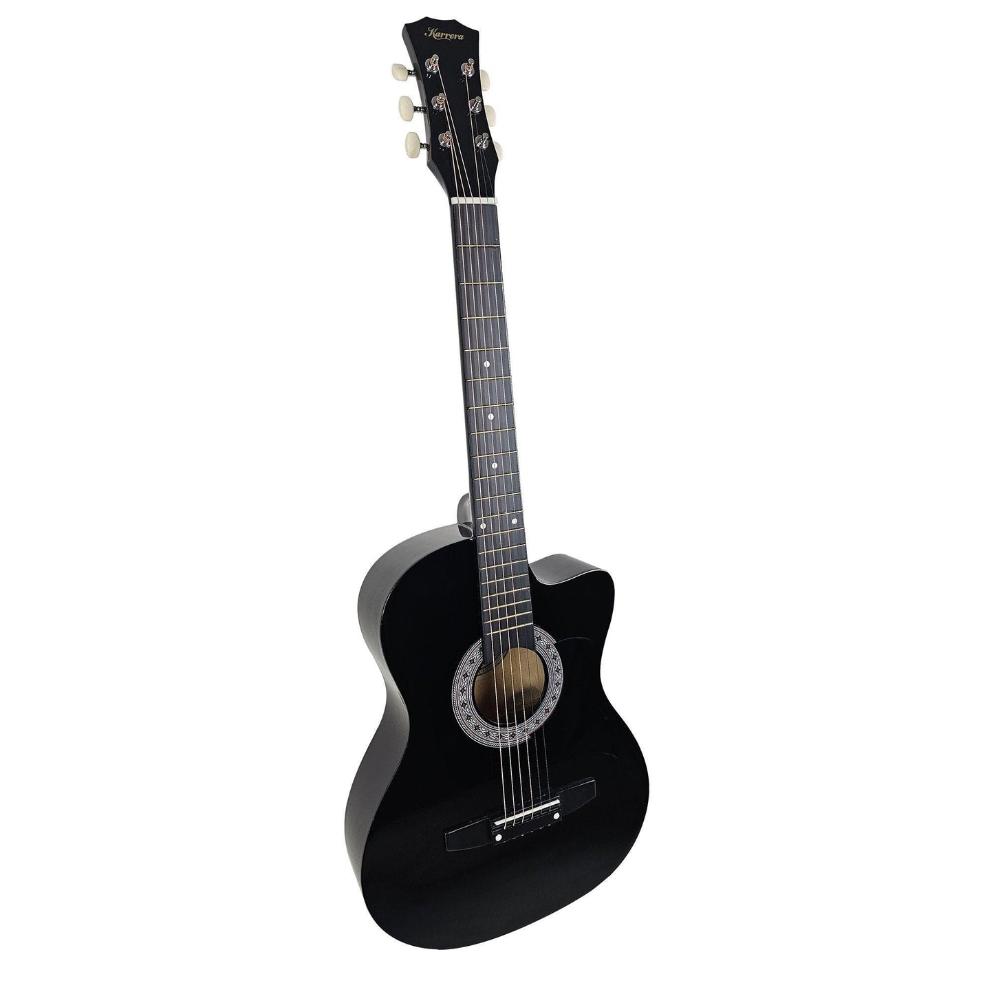 Karrera 38in Cutaway Acoustic Guitar with guitar bag - Black.