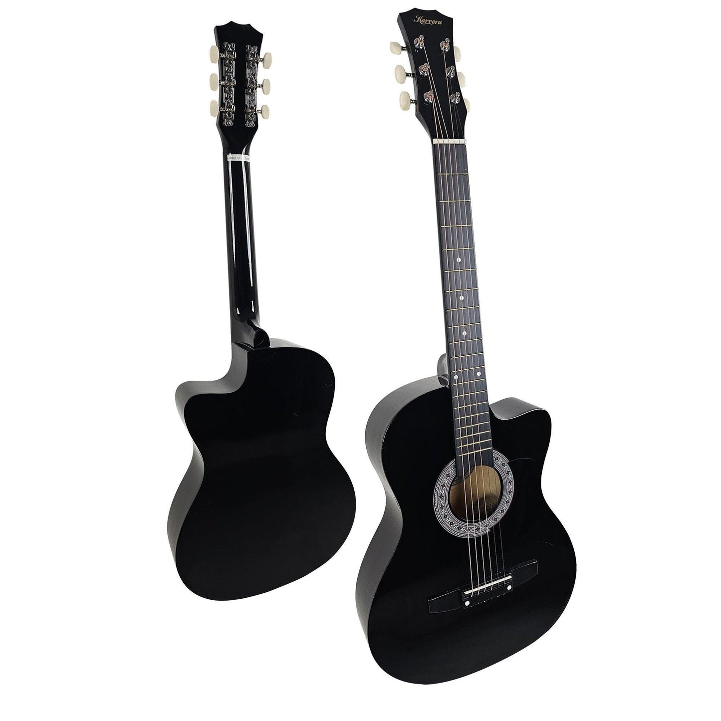 Karrera 38in Cutaway Acoustic Guitar with guitar bag - Black.
