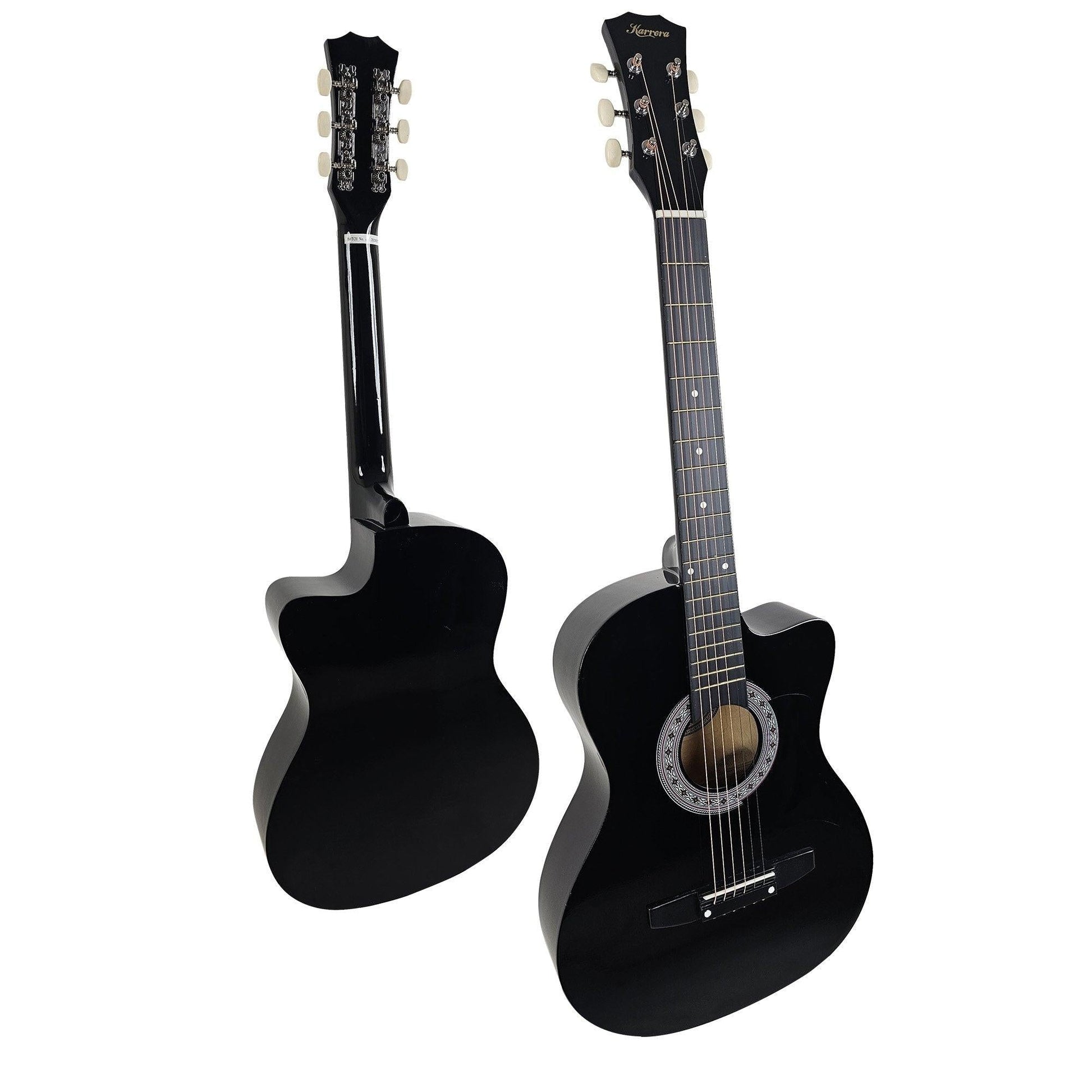 Karrera 38in Cutaway Acoustic Guitar with guitar bag - Black.