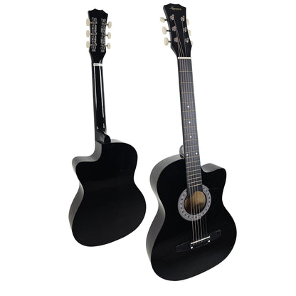 Karrera 38in Cutaway Acoustic Guitar with guitar bag - Black.