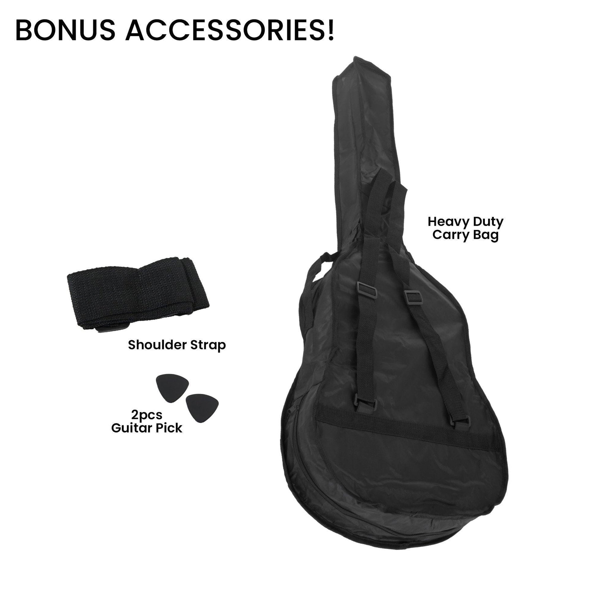 Karrera 38in Cutaway Acoustic Guitar with guitar bag - Black.