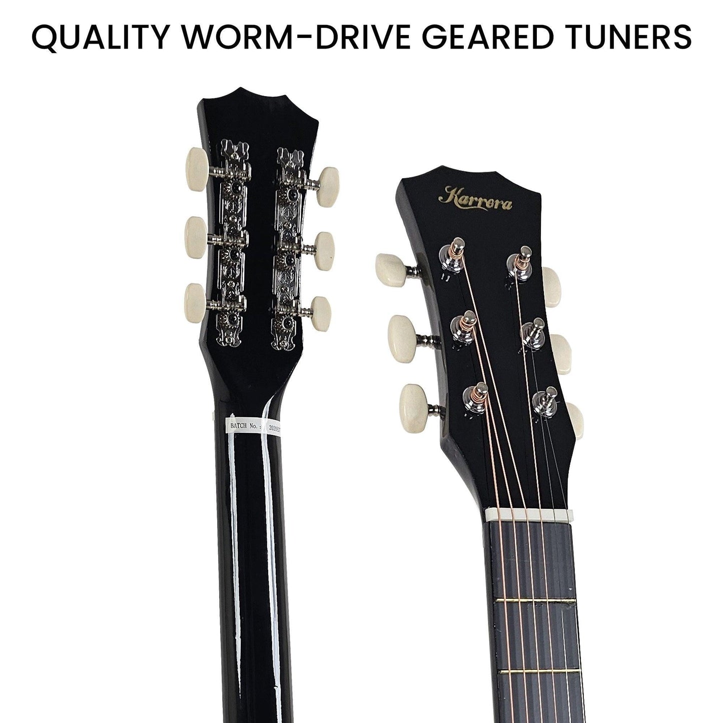 Karrera 38in Cutaway Acoustic Guitar with guitar bag - Black.