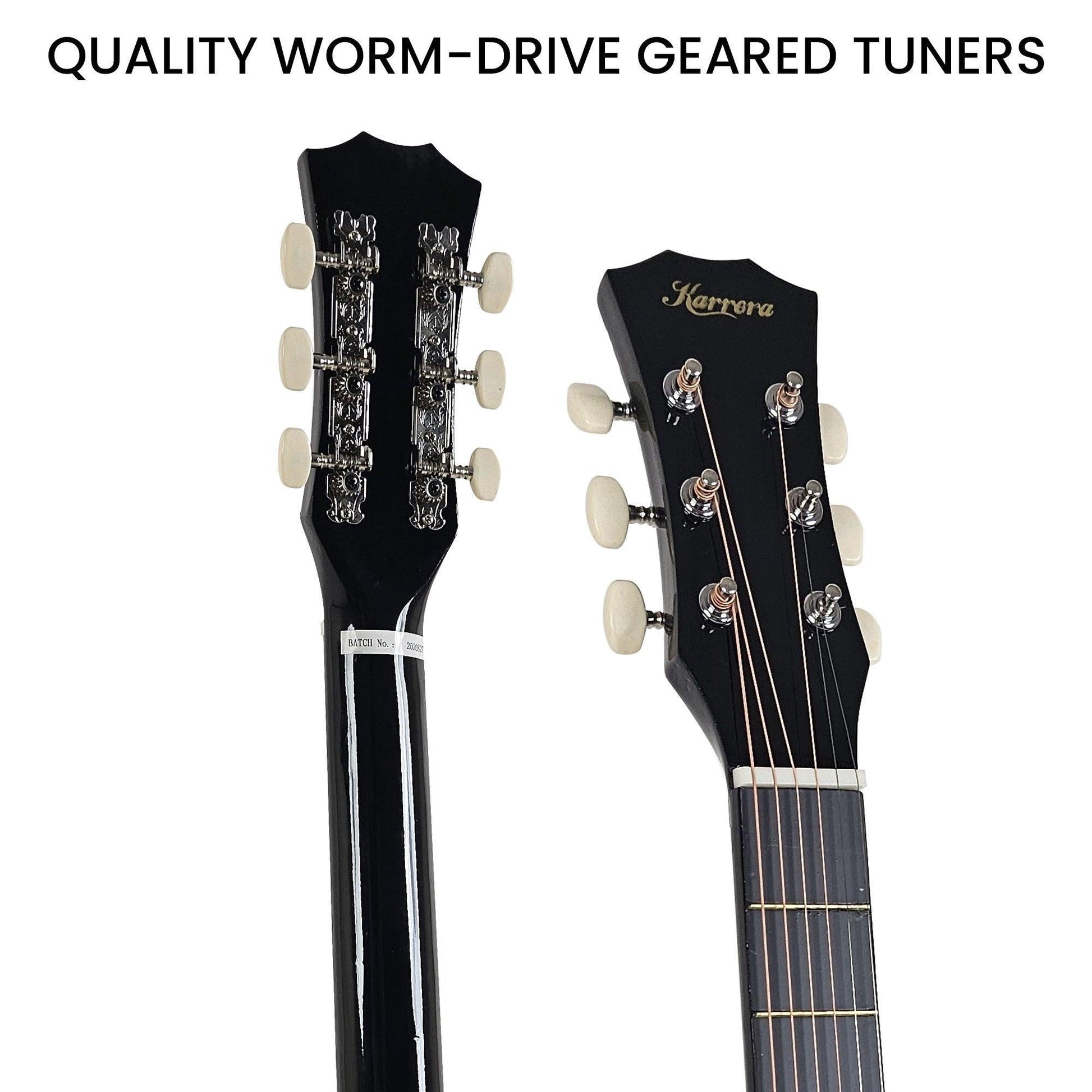 Karrera 38in Cutaway Acoustic Guitar with guitar bag - Black.