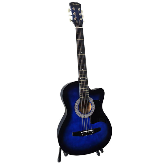 Karrera 38in Pro Cutaway Acoustic Guitar with Bag Strings - Blue Burst.
