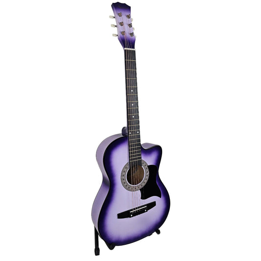 Karrera 38in Pro Cutaway Acoustic Guitar with guitar bag - Purple Burst.