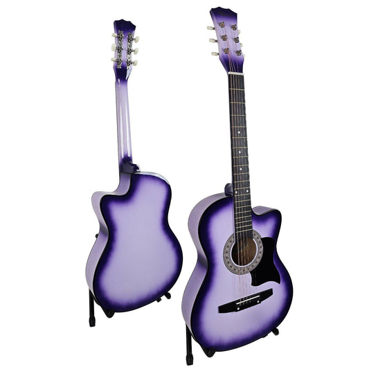 Karrera 38in Pro Cutaway Acoustic Guitar with guitar bag - Purple Burst.
