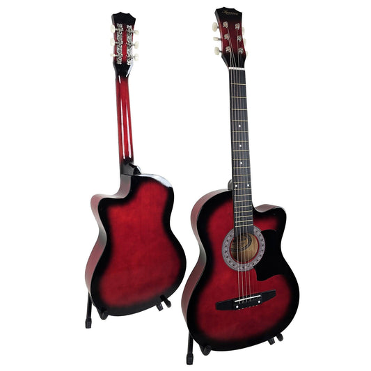 Karrera 38in Pro Cutaway Acoustic Guitar with guitar bag - Red Burst.
