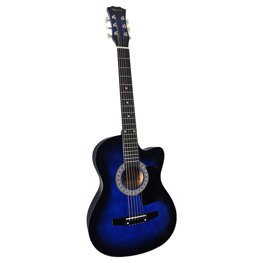 Karrera 38in Cutaway Acoustic Guitar with guitar bag - Blue Burst.