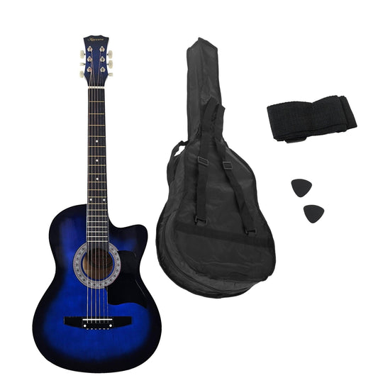Karrera 38in Cutaway Acoustic Guitar with guitar bag - Blue Burst.