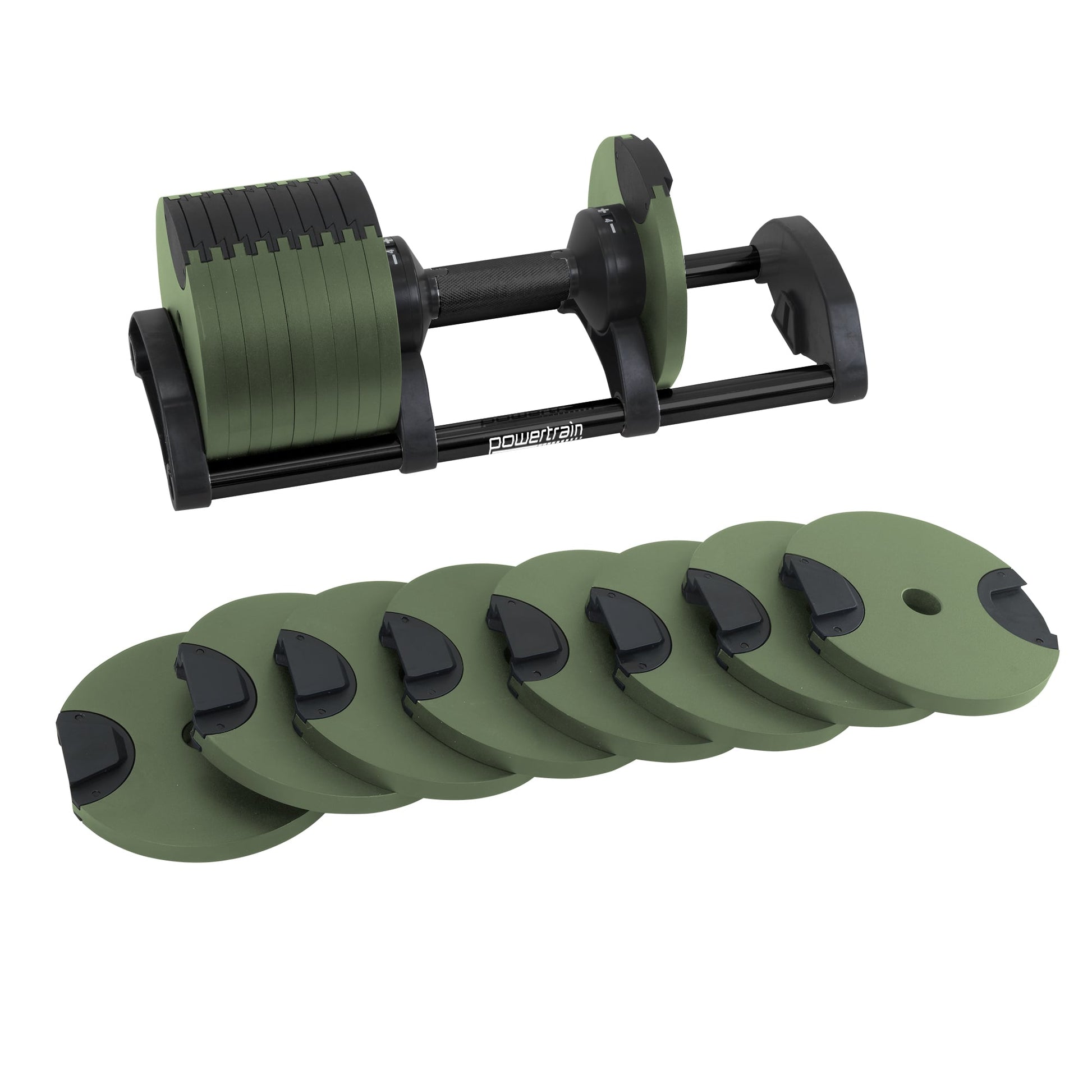 Powertrain Eon Dial-Up 36KG Adjustable Dumbbell - Green.