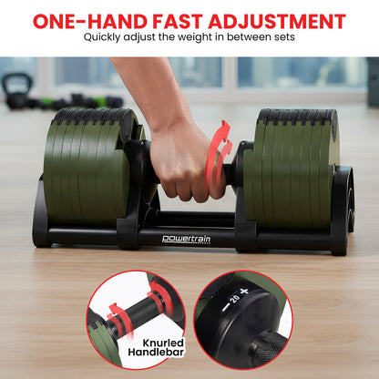 Powertrain Eon Dial-Up 36KG Adjustable Dumbbell - Green.