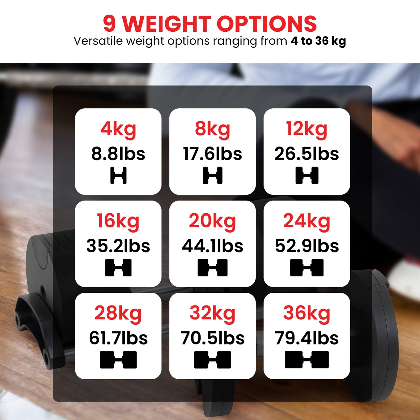 Powertrain Eon Dial-Up 36KG Adjustable Dumbbell - Green.