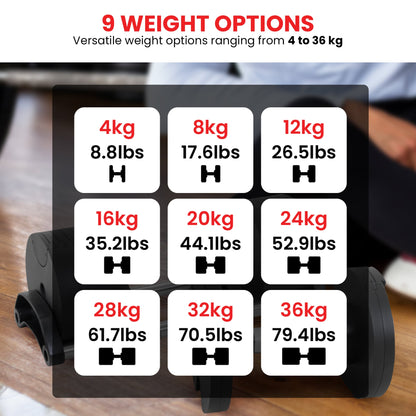 Powertrain Eon Dial-Up 36KG Adjustable Dumbbell - Green.
