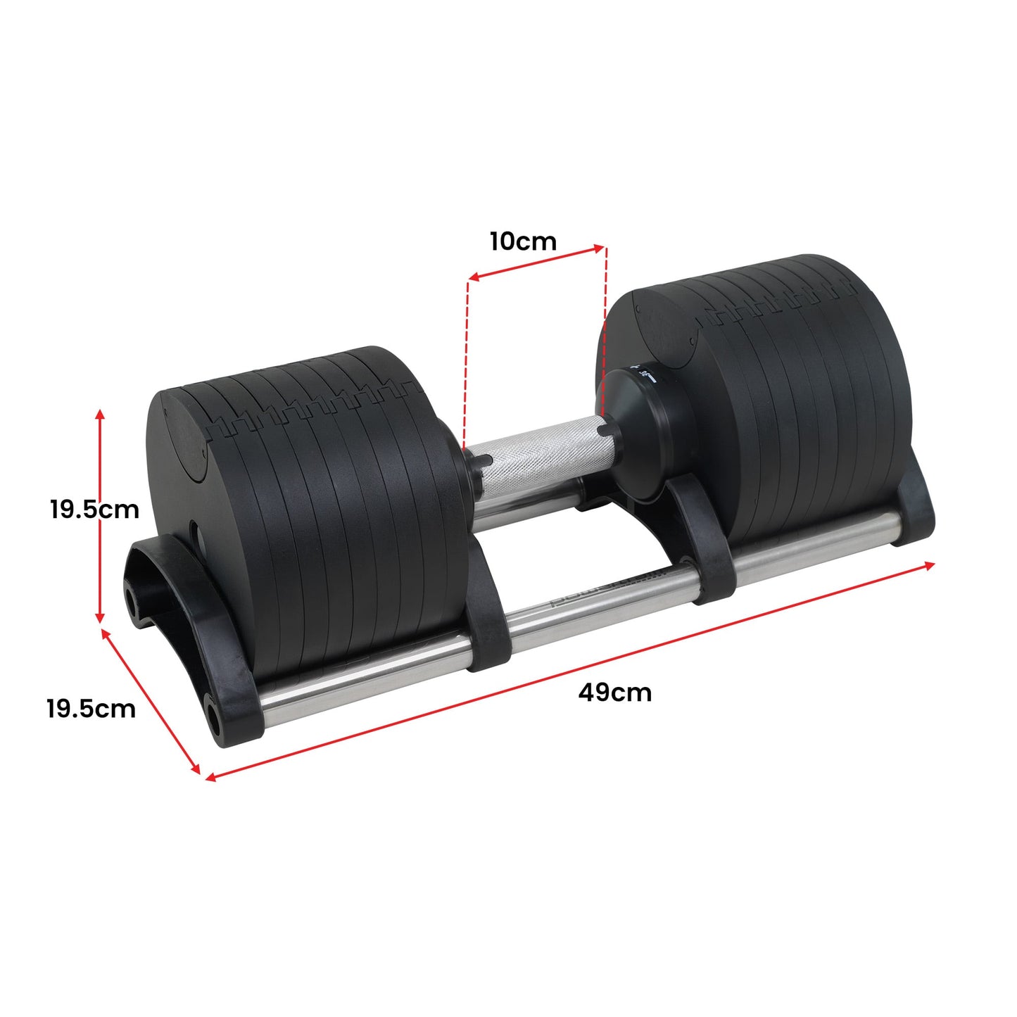 Powertrain Eon 2 X 45kg Adjustable Dumbbells W/ Stand Heavy-duty Storage Rack Home Gym 9 Strength Training Equipment.