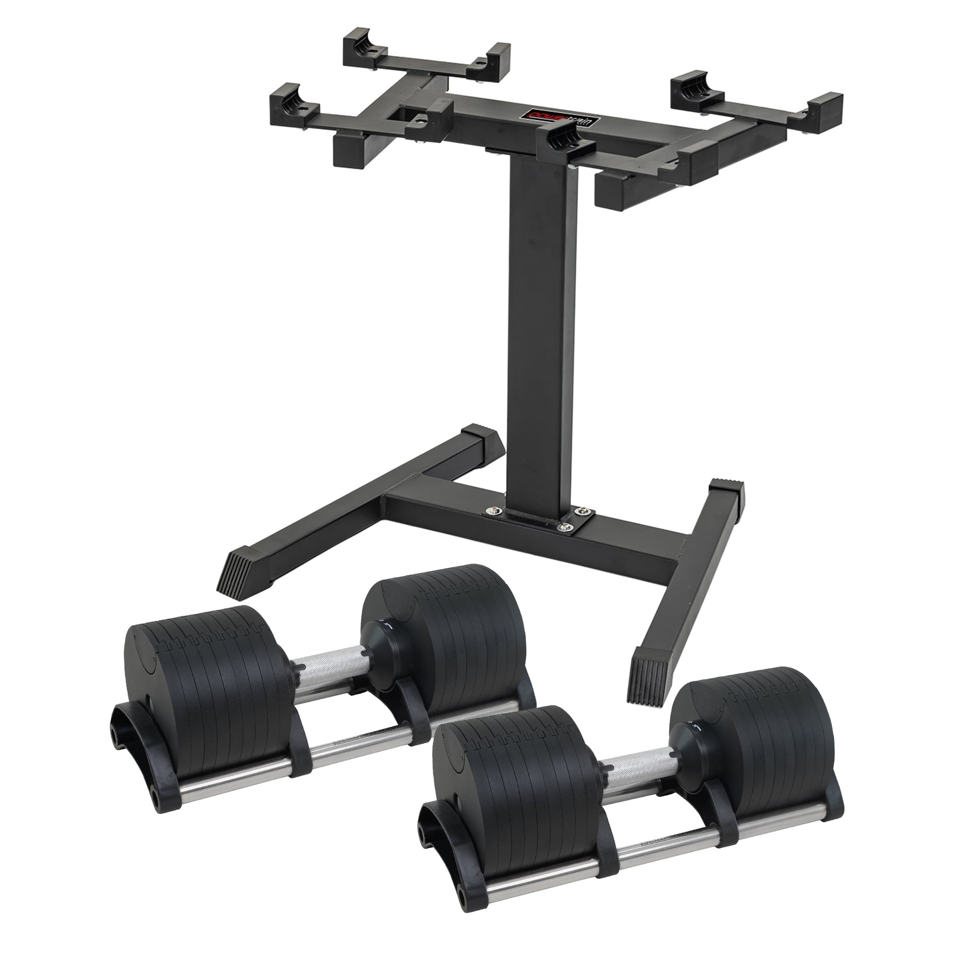 Powertrain Eon 2 X 45kg Adjustable Dumbbells W/ Stand Heavy-duty Storage Rack Home Gym 9 Strength Training Equipment.