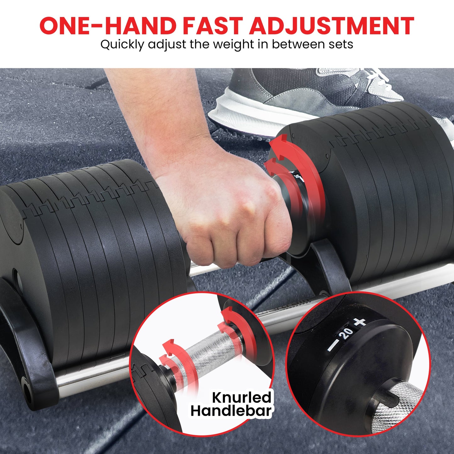 Powertrain Eon 2 X 45kg Adjustable Dumbbells W/ Stand Heavy-duty Storage Rack Home Gym 9 Strength Training Equipment.