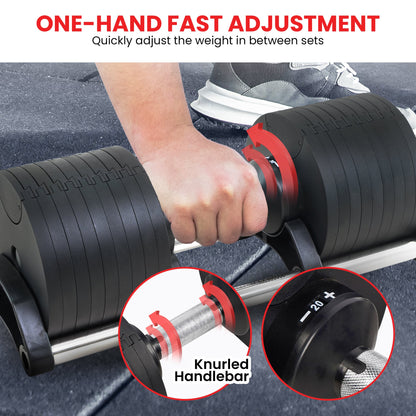 Powertrain Eon 2 X 45kg Adjustable Dumbbells W/ Stand Heavy-duty Storage Rack Home Gym 9 Strength Training Equipment.