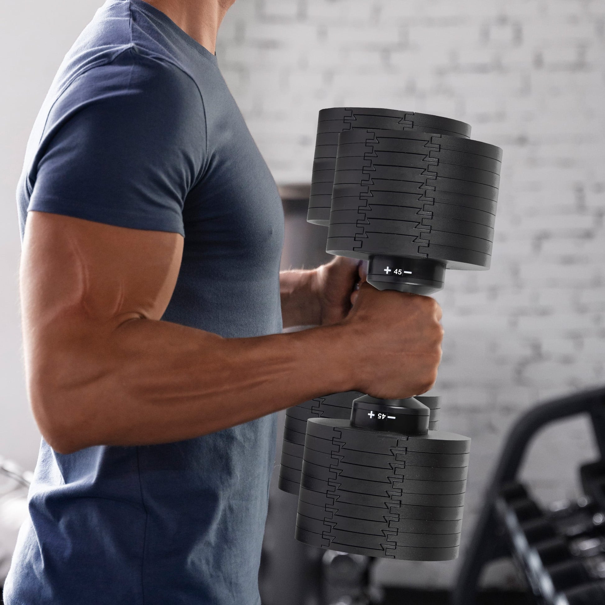 Powertrain Eon 2 X 45kg Adjustable Dumbbells W/ Stand Heavy-duty Storage Rack Home Gym 9 Strength Training Equipment.