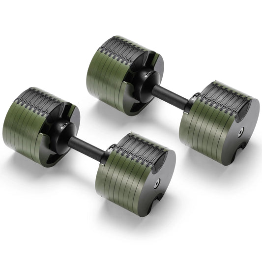 Powertrain Eon Dial-Up 90KG Adjustable Dumbbells Pair - Green.