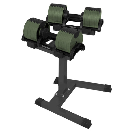 Powertrain Eon Dial-Up 90KG Adjustable Dumbbells Pair with Stand  - Green.