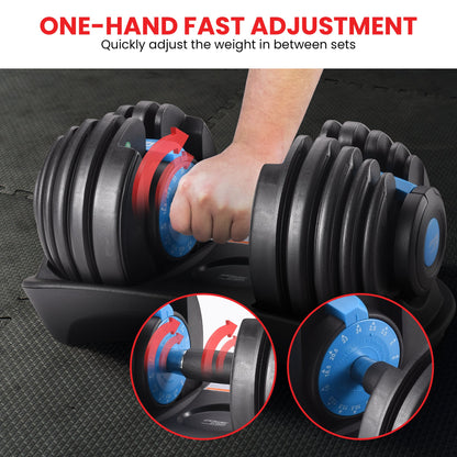 Powertrain 24KG Adjustable Home Gym Dumbbell - Blue