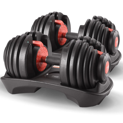Powertrain 48kg Adjustable Dumbbells 15-in-1 Home Gym Weights â Red.