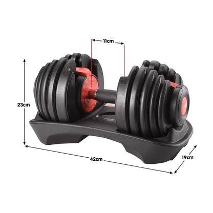 Powertrain 48kg Adjustable Dumbbells 15-in-1 Home Gym Weights â Red.