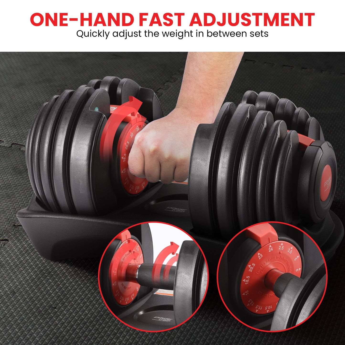 Powertrain 48kg Adjustable Dumbbells 15-in-1 Home Gym Weights â Red.