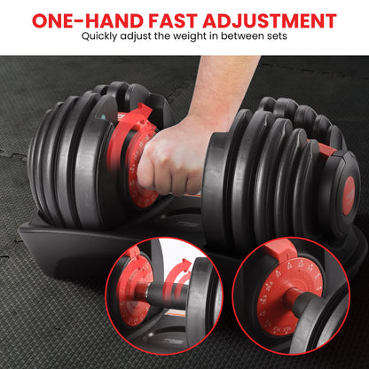 Powertrain 48kg Adjustable Dumbbells 15-in-1 Home Gym Weights â Red.