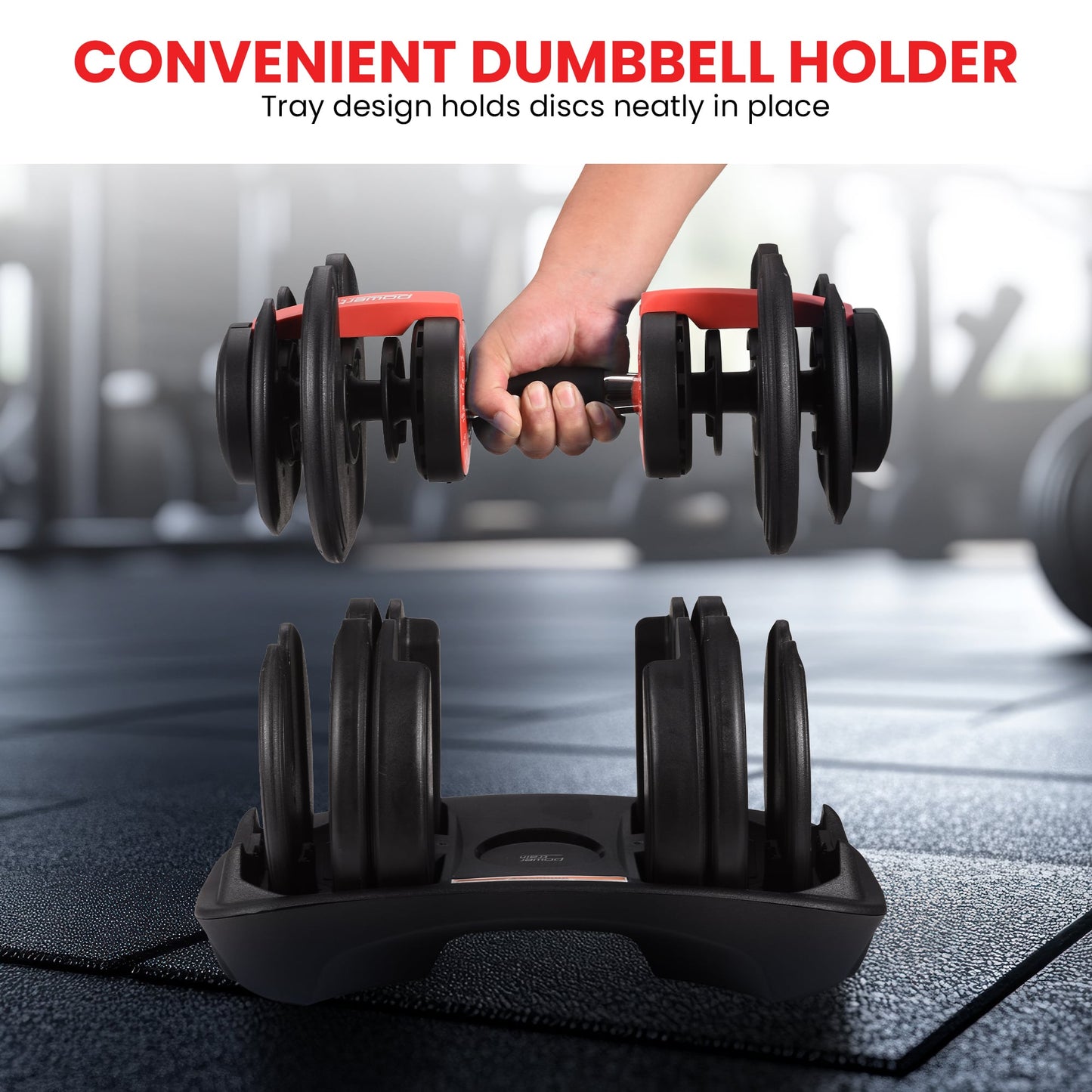 Powertrain 48kg Adjustable Dumbbells 15-in-1 Home Gym Weights â Red.