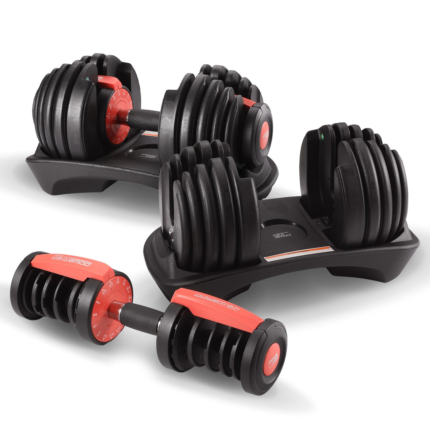 Powertrain 48kg Adjustable Dumbbells 15-in-1 Home Gym Weights â Red.