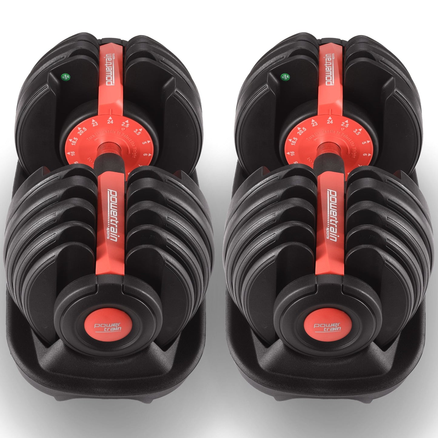 Powertrain 48kg Adjustable Dumbbells 15-in-1 Home Gym Weights â Red.