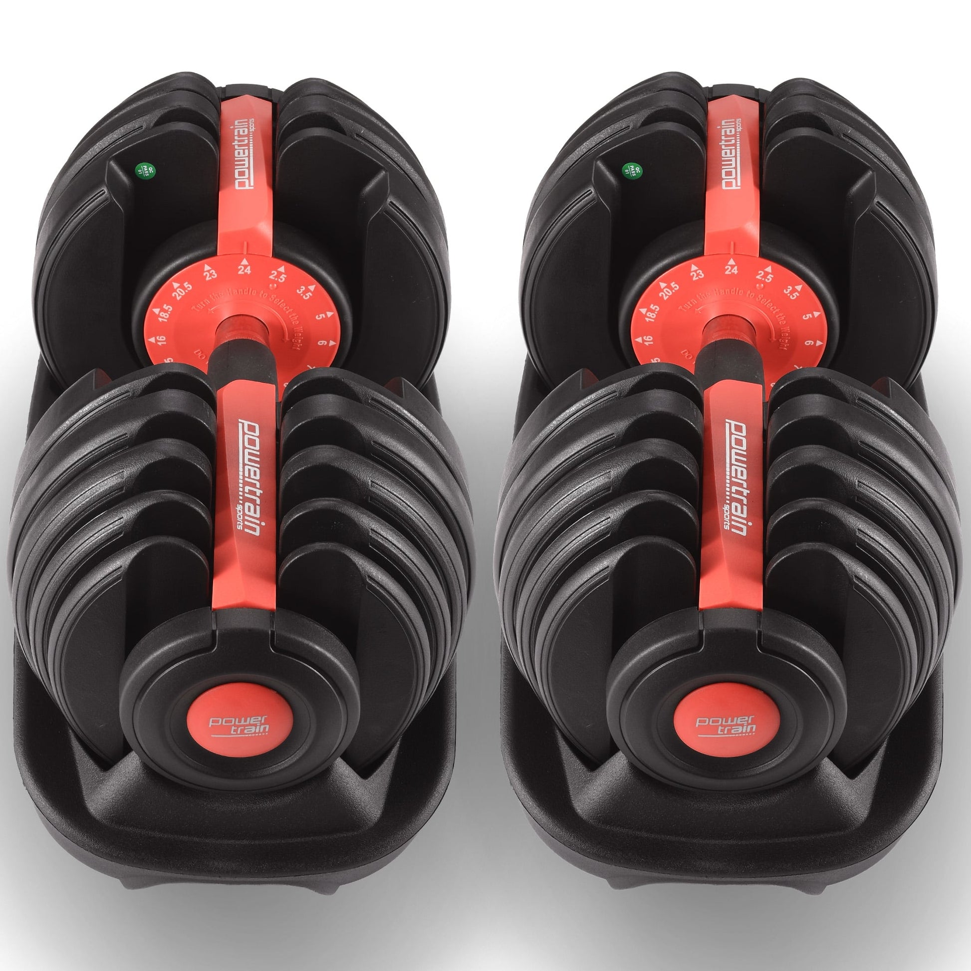 Powertrain 48kg Adjustable Dumbbells 15-in-1 Home Gym Weights â Red.