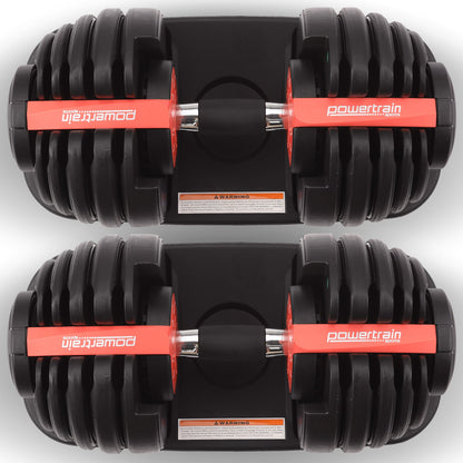Powertrain 48kg Adjustable Dumbbells 15-in-1 Home Gym Weights â Red.