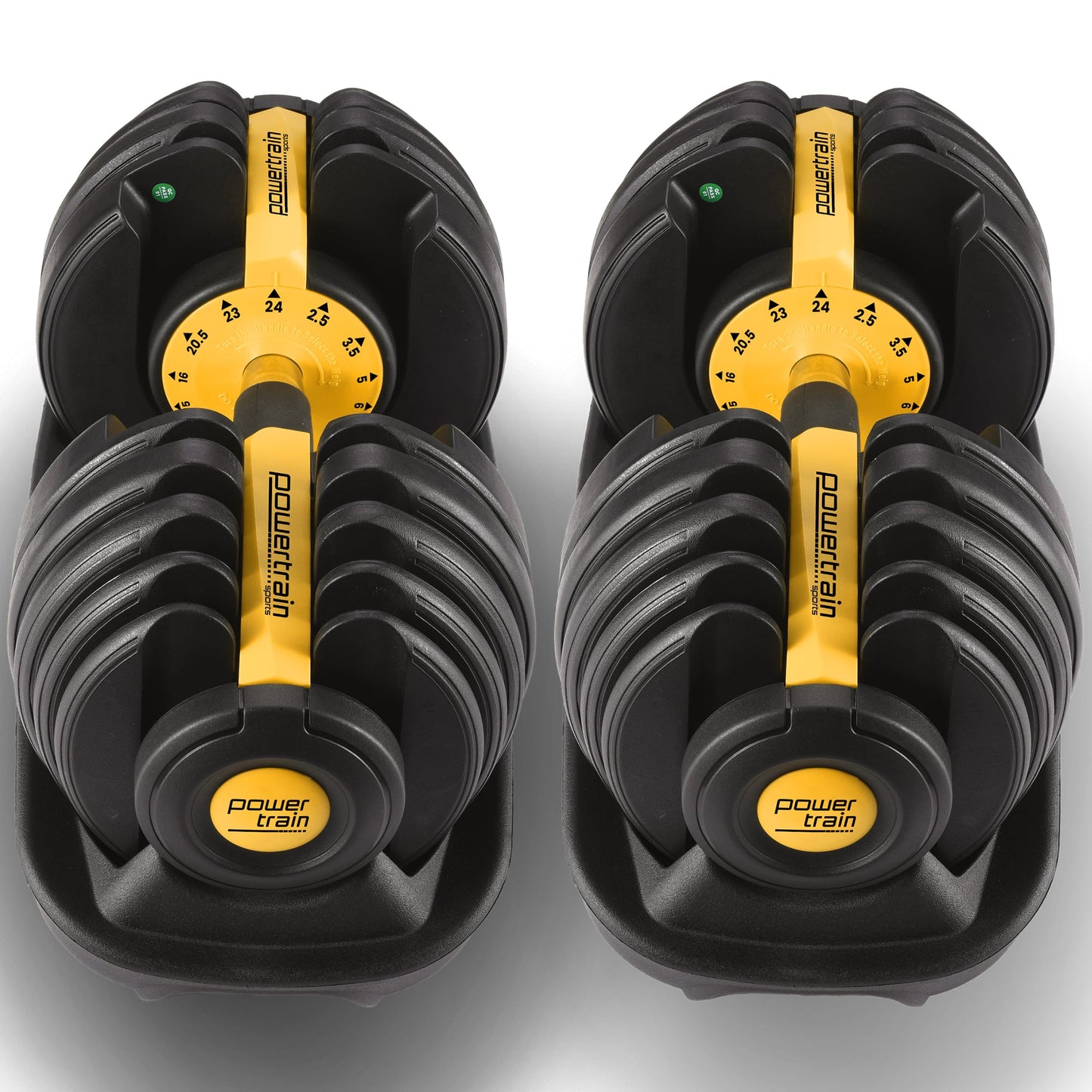 Powertrain  48KG Adjustable Dumbbell Set With Stand - Gold