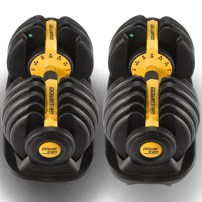 Powertrain  48KG Adjustable Dumbbell Set With Stand - Gold