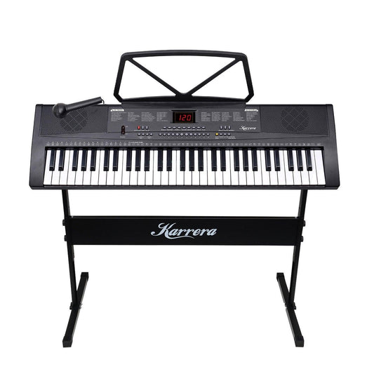 Karrera 61-Key Electronic Piano Keyboard 75cm with Stand - Black.