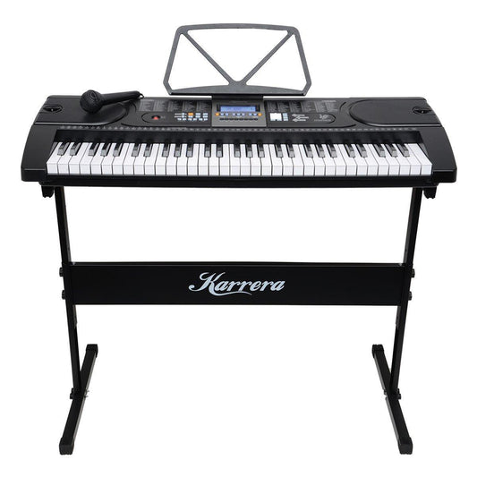 Karrera 61 Keys Electronic Keyboard Piano with Stand - Black.