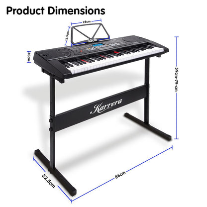 Karrera 61 Keys Electronic LED Keyboard Piano with Stand - Black.