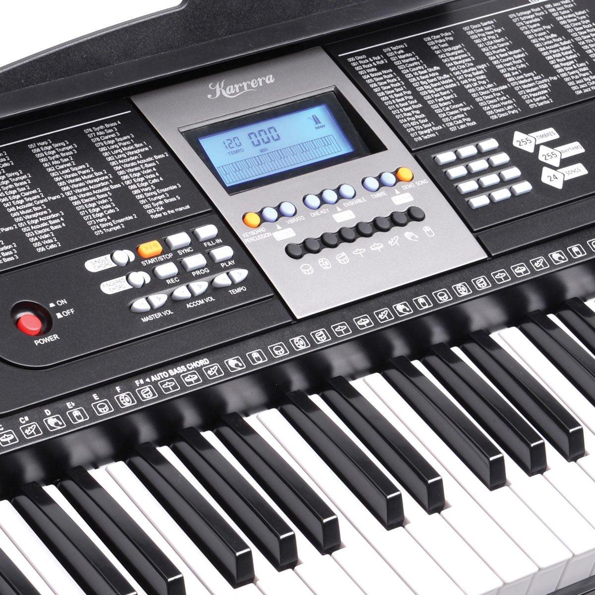 Karrera 61 Keys Electronic LED Keyboard Piano with Stand - Black.